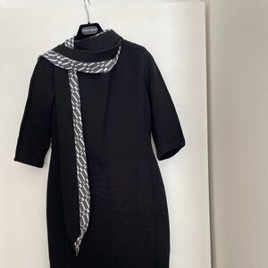 Women's Navy Blue Giorgio Armani Dress with Scarf - Size 46 - Great Condition
